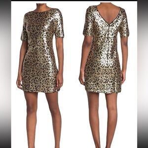 Betsey Johnson Sequin Animal Print Mini Dress
